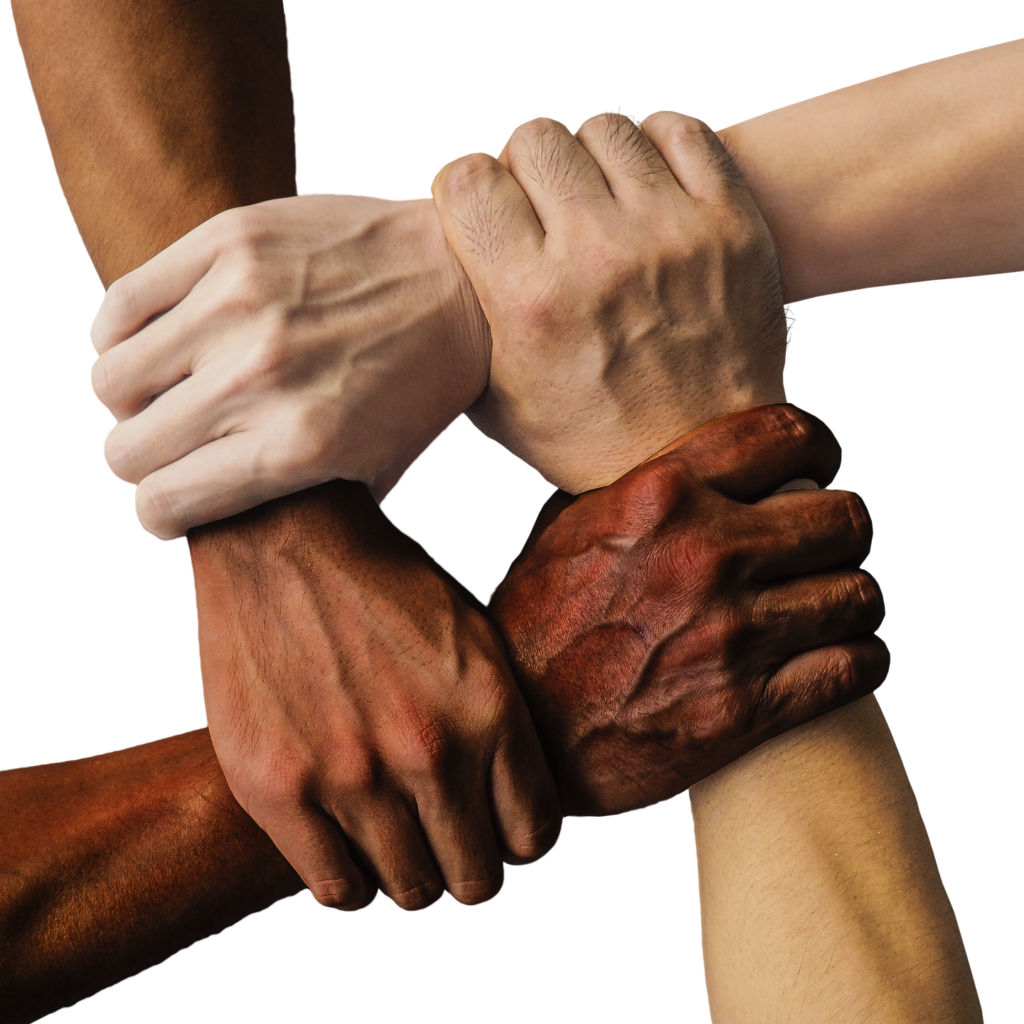 multicultural linked hands